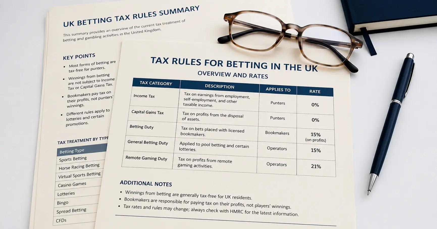 UK tax policy document with Remote Gaming Duty rate tables and NBA betting odds impact summary