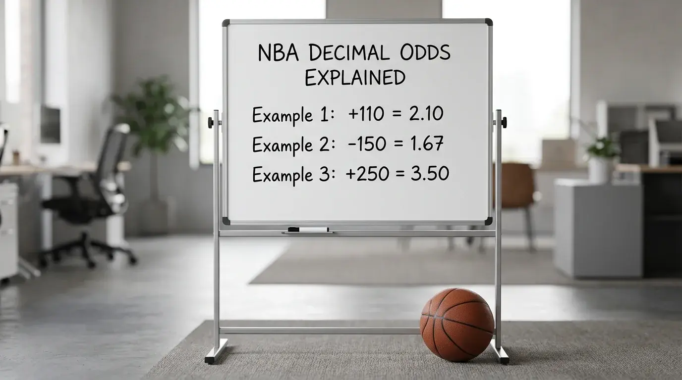 NBA decimal odds conversion table showing fractional and American format comparisons for UK punters